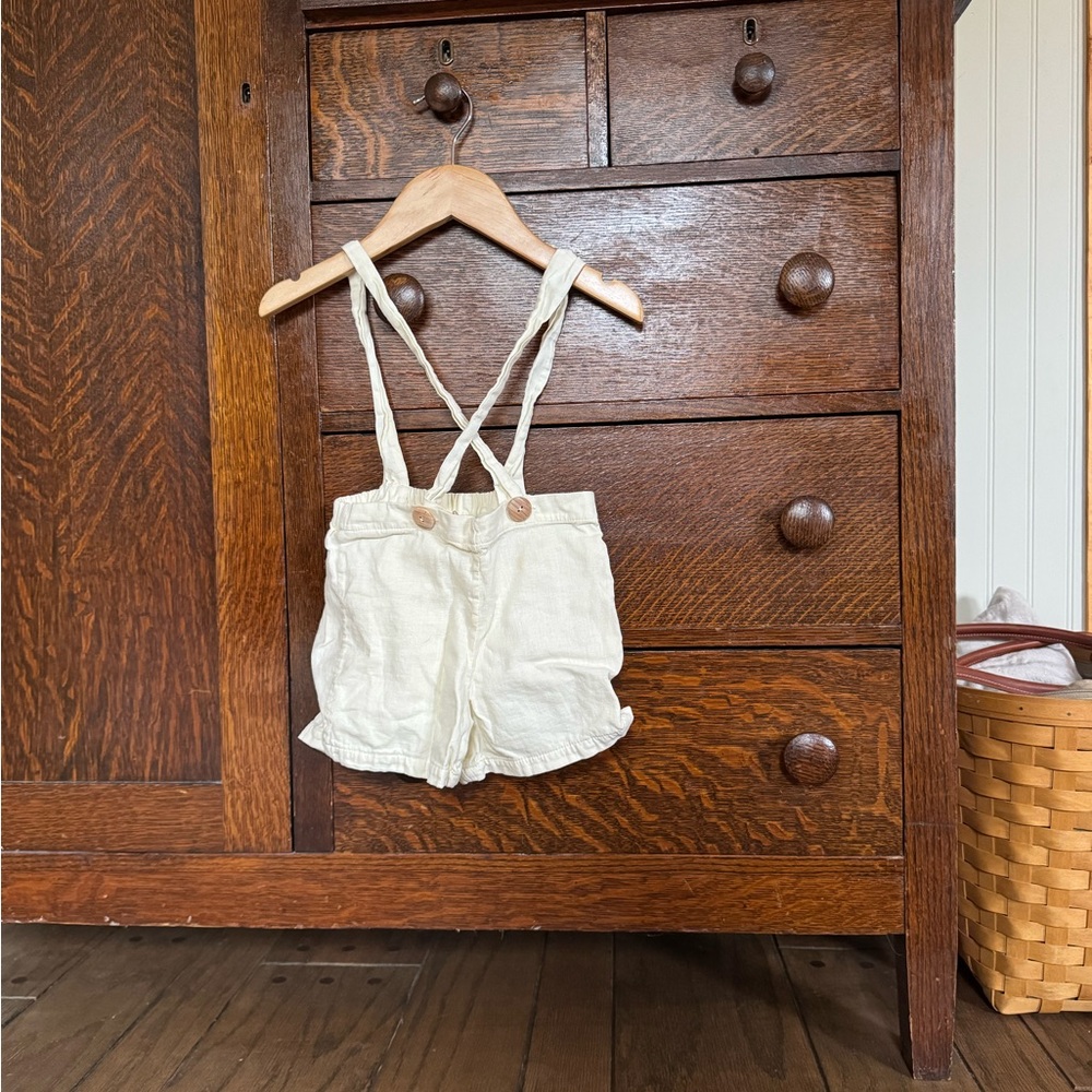 Fin & Vince Cream Kids Short Overalls